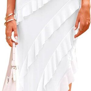 Summer Wedding Guest Dress Women Long Ruffle Elegant Evening Maxi Dress